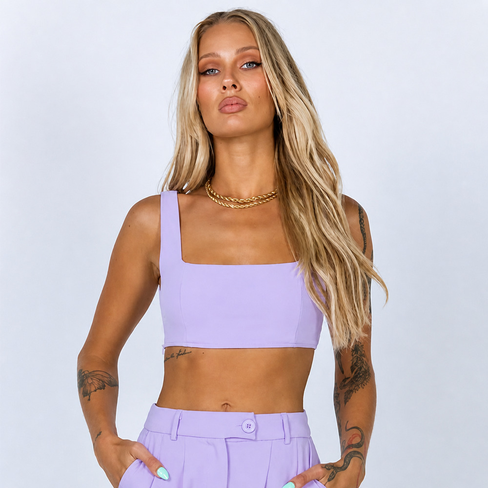 Princess Polly Huxley Lilac Purple Square Neck Crop Top Size US 4